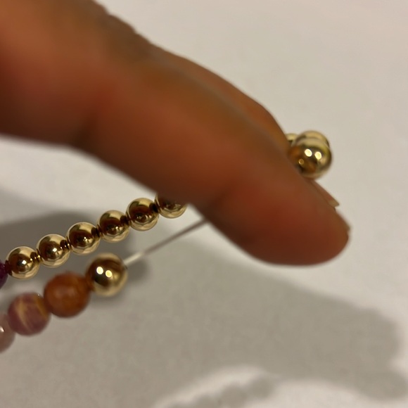 Natural Ruby and 14k Gold Filled Gemstone Halfsie Handmade Stretch Bracelet - Picture 12 of 12